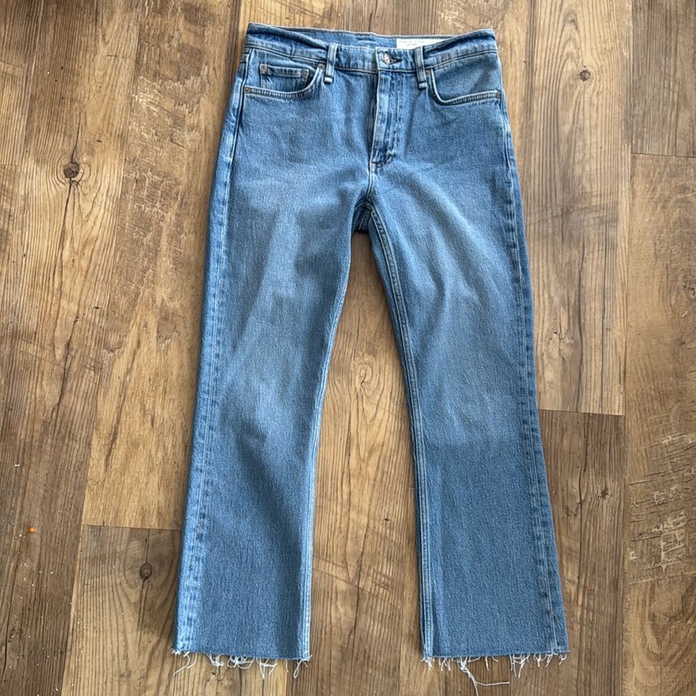 rag and bone the peyton mid-rise raw hem ankle bootcut jeans size 27 - Picture 1 of 10